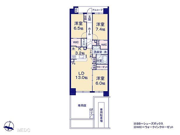 ゼファーグリーンアイルプルミエフォート(3LDK) 1階の間取り図