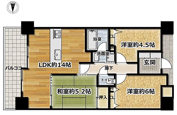 ビーバードルチェ小阪(3LDK) 4階の内観