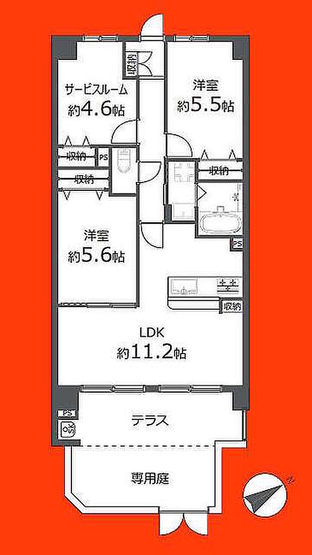 ライオンズマンション松戸胡録台(3LDK) 1階の間取り図