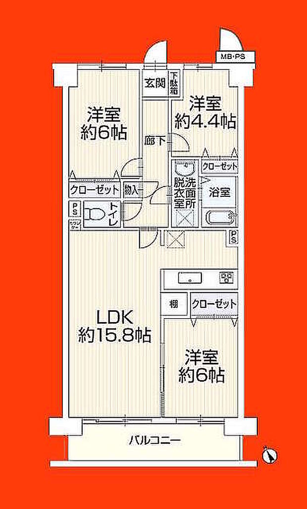 コスモ市川エルミタージュ(3LDK) 3階の間取り図