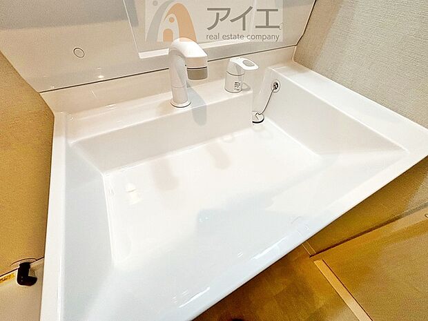ハンドシャワー付き、使いやすい洗面台