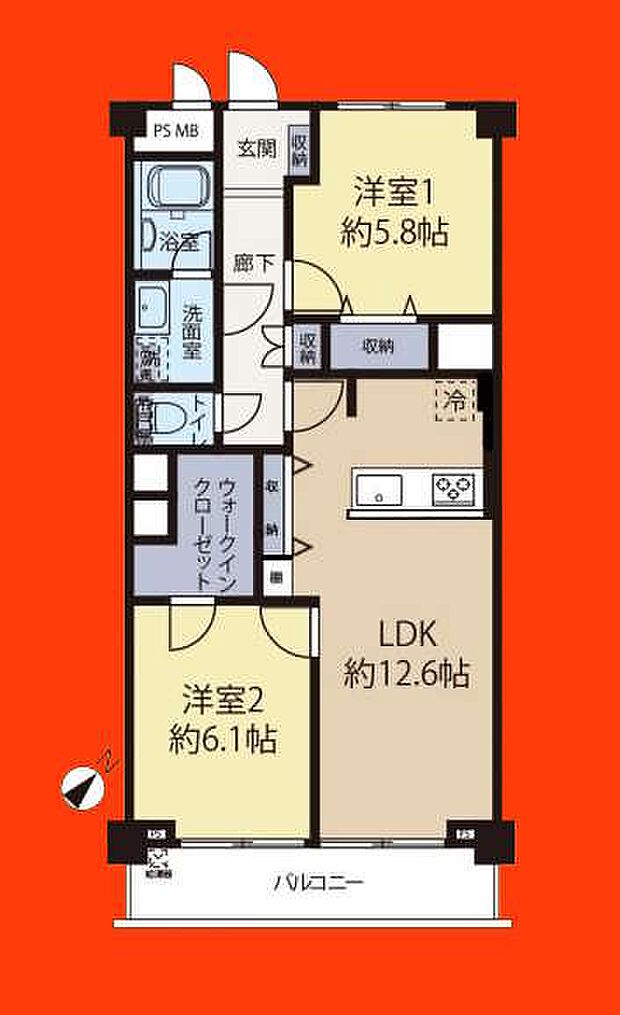 行徳第一マンション(2LDK) 5階の間取り図