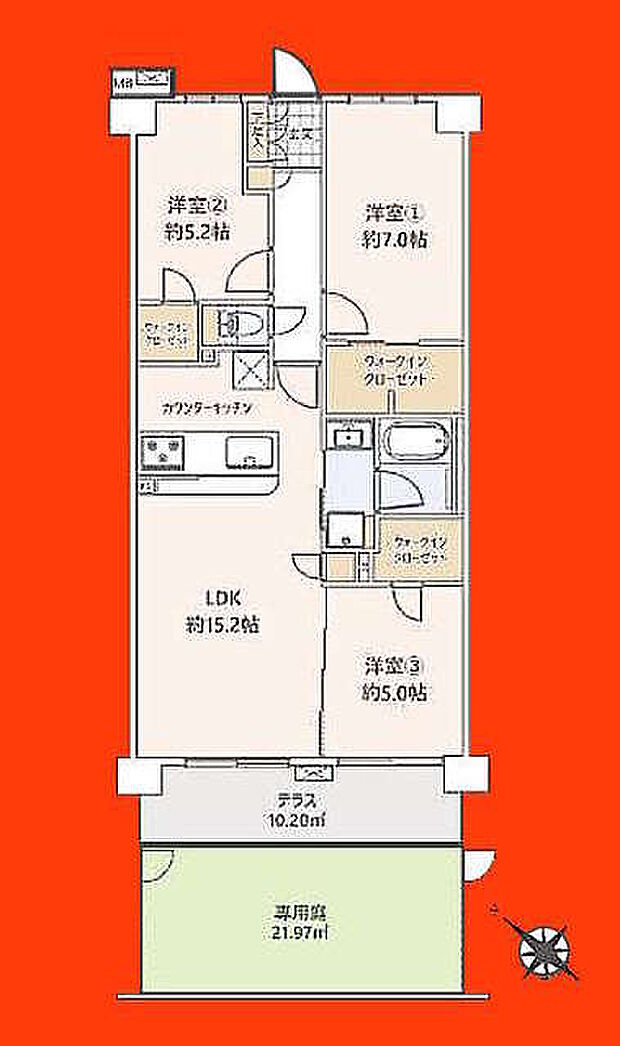 サンクレイドル柏桜台(3LDK) 4階の間取り図