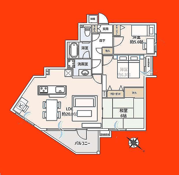 リーベスト勝田台・エルベールの街Ｅ棟(3LDK) 3階の間取り図