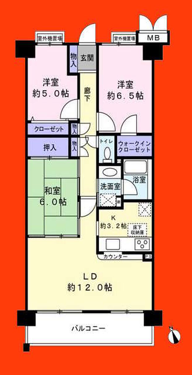 フェアパーク松戸六高台なみ木の街(3LDK) 2階の間取り図