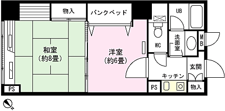 グランドウイング舞子高原(2K) 12階の間取り図