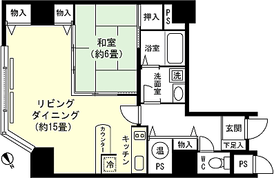 コンフォート苗場(1LDK) 14階の間取り図