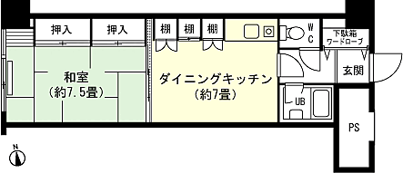 スポーツメント湯沢２ Ｂ棟(1DK) 7階の間取り図