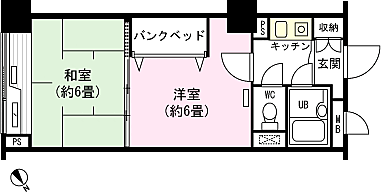 グランドウイング舞子高原(2K) 5階の間取り図