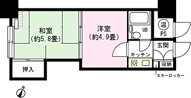 ダイアパレス苗場(2K) 6階の間取り図