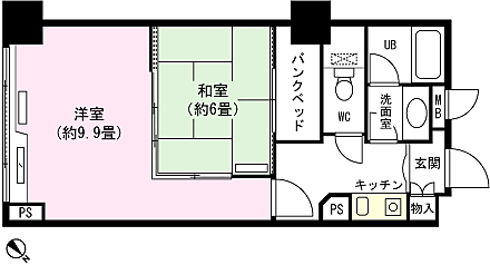 グランドウイング舞子高原(2K) 10階の間取り図