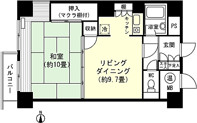 シルバーグレース湯沢１番館(1LDK) 2階の間取り図