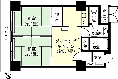 西武ヴィラ苗場７号館(2DK) 4階の間取り図