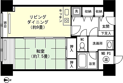 ライオンズマンション石打丸山(1LDK) 5階の間取り図