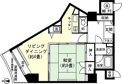 ライオンズマンション石打丸山(1LDK) 8階の間取り図