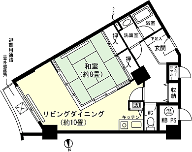 ライオンズマンション石打丸山(1LDK) 14階の間取り図