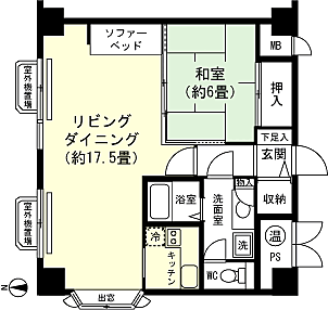 プリンスハイム湯沢(1LDK) 5階の間取り図