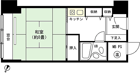 ライオンズマンション石打丸山(1K) 9階の間取り図
