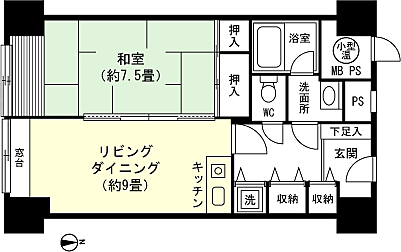 ライオンズマンション石打丸山(1LDK) 12階の間取り図
