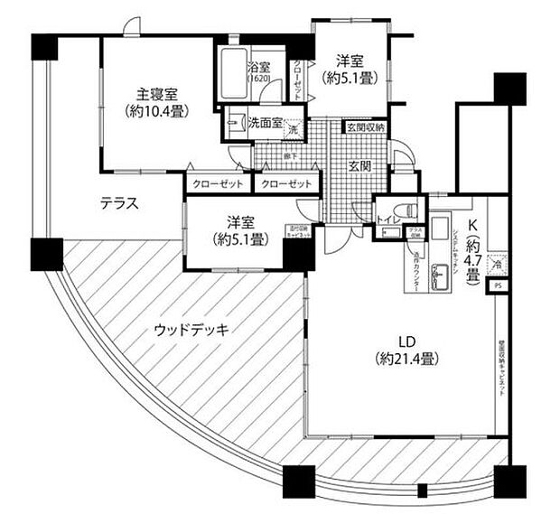 セレッソコート神戸花隈公園(3LDK) 9階の間取り図