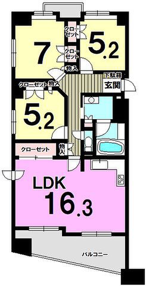 アーバンパレスアルカディア春日原(3LDK) 7階の間取り図