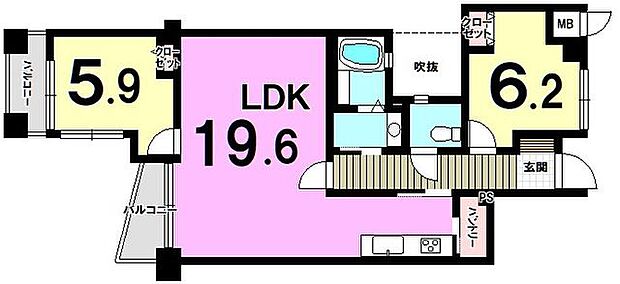 シティマンション南福岡II(2LDK) 3階の内観
