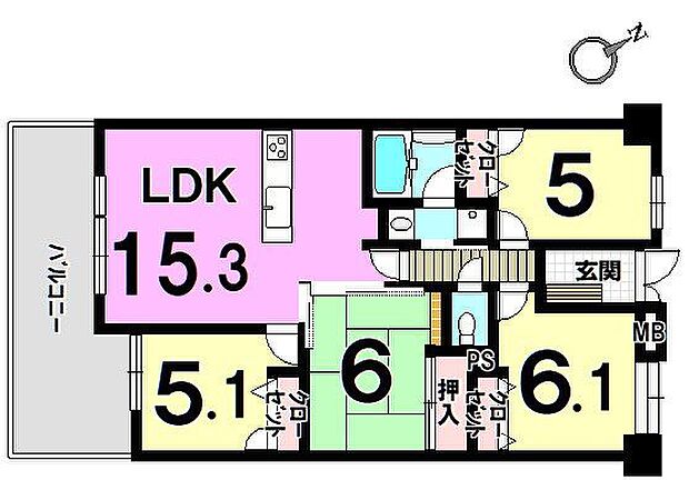アクロス空港イーストステージ(4LDK) 3階の間取り図