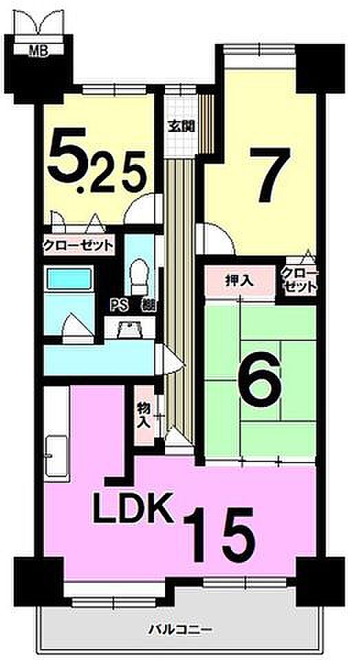 サーパス井尻東(3LDK) 5階の間取り図