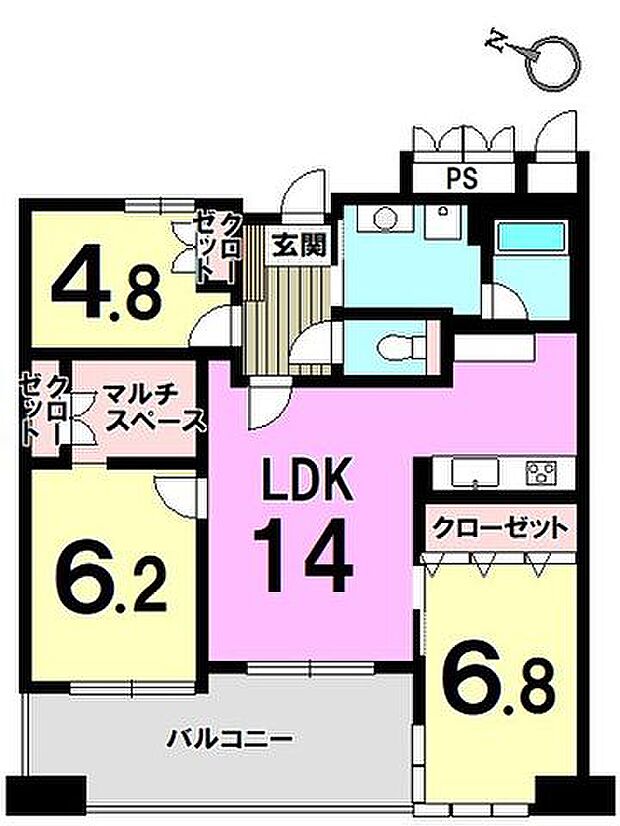 アーバンパレスアルカディア春日原(3LDK) 4階の間取り図