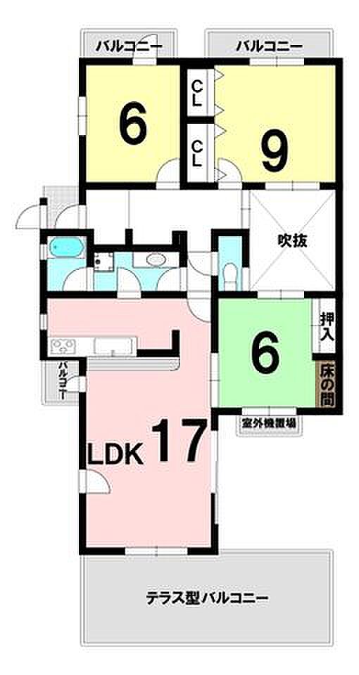 ロイヤルヒルズ東生駒B棟(3LDK) 4階の間取り図