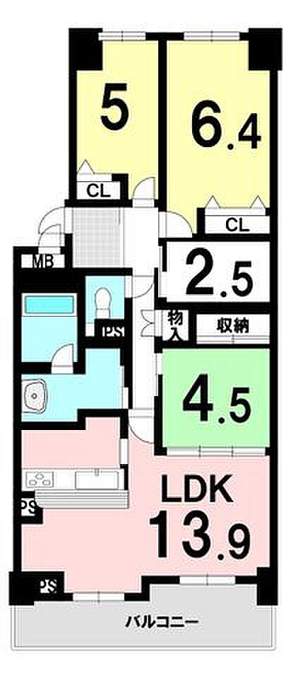 スコーレ東生駒(3SLDK) 5階の間取り図