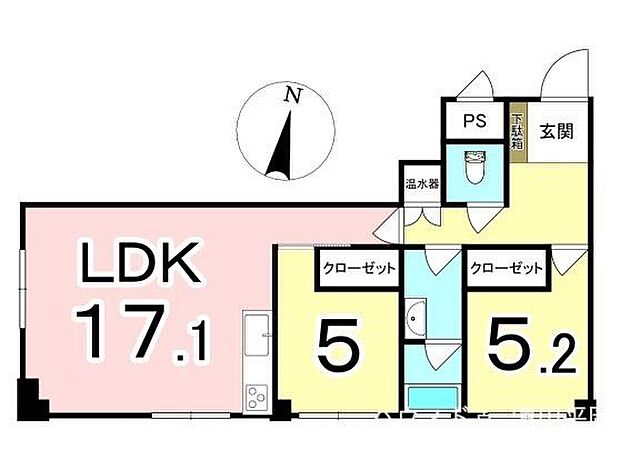 シャンボール南12条(2LDK) 5階の間取り図