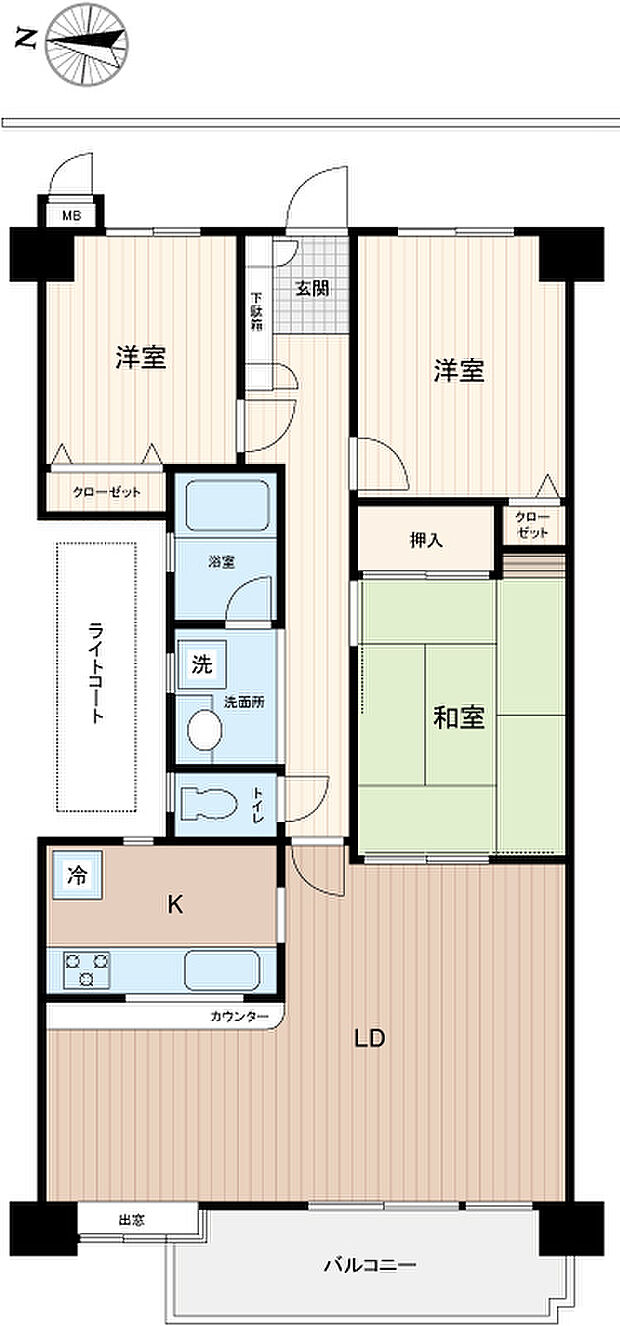パシフィックパレス武蔵浦和(3LDK) 6階の間取り図