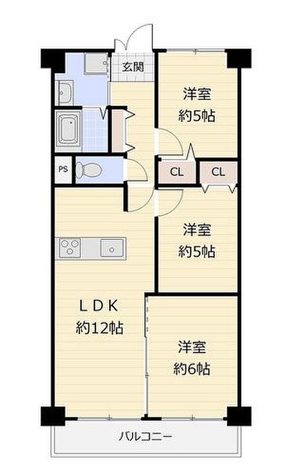東大阪スカイハイツ(3LDK) 10階/1003の間取り図