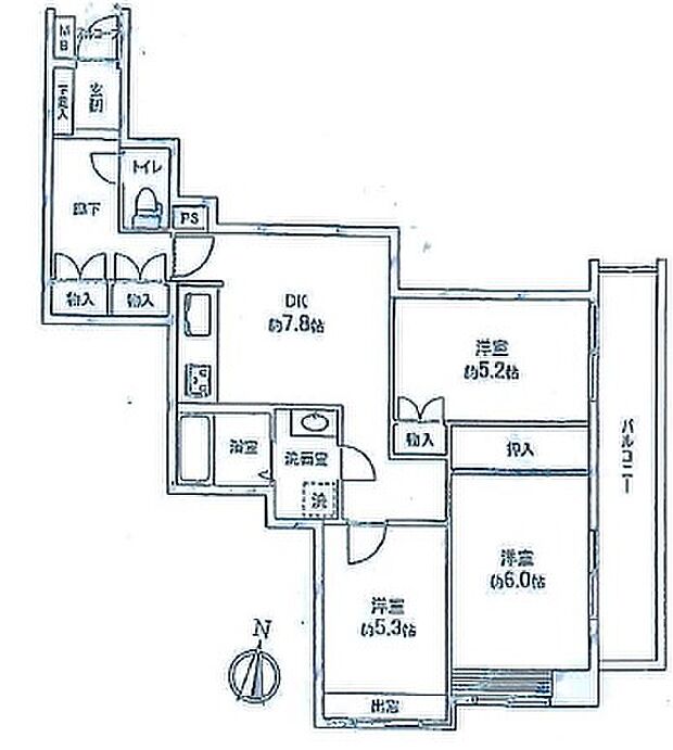 クレール川口プラザ(3DK) 3階/304の間取り図