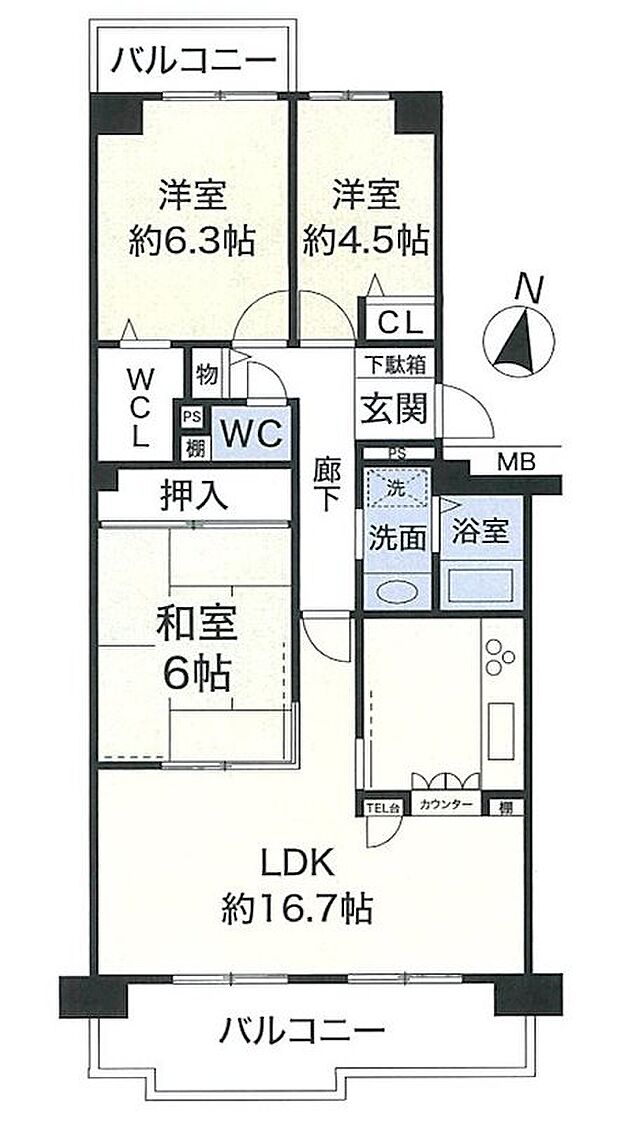 地下鉄西神・山手線 西神中央駅まで 徒歩10分(3LDK) 13階の内観