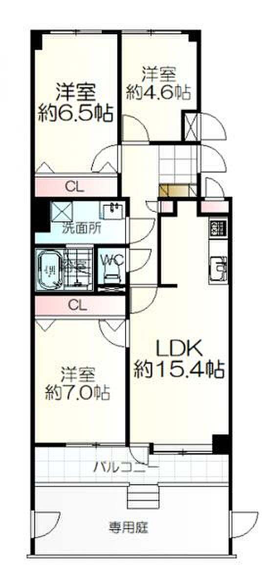 エクレール福住弐番館(3LDK) 1階の間取り図
