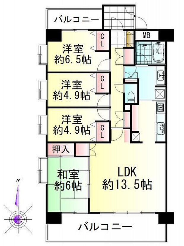 びゅうパルク南仙台(4LDK) 14階の間取り図