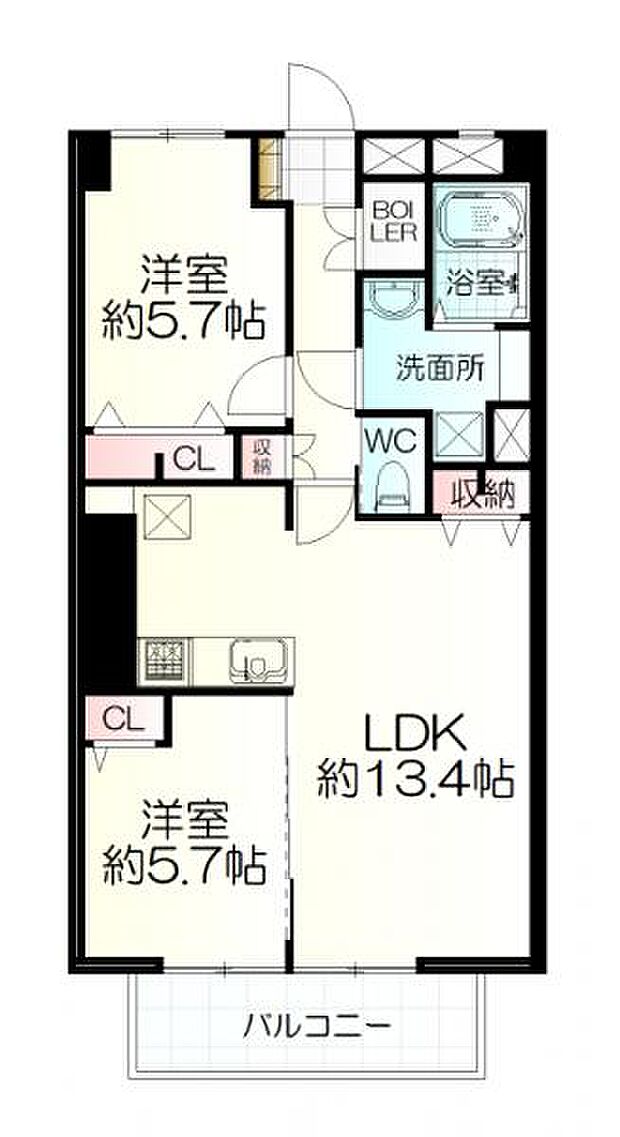 シャンボール石名坂(2LDK) 7階の間取り図