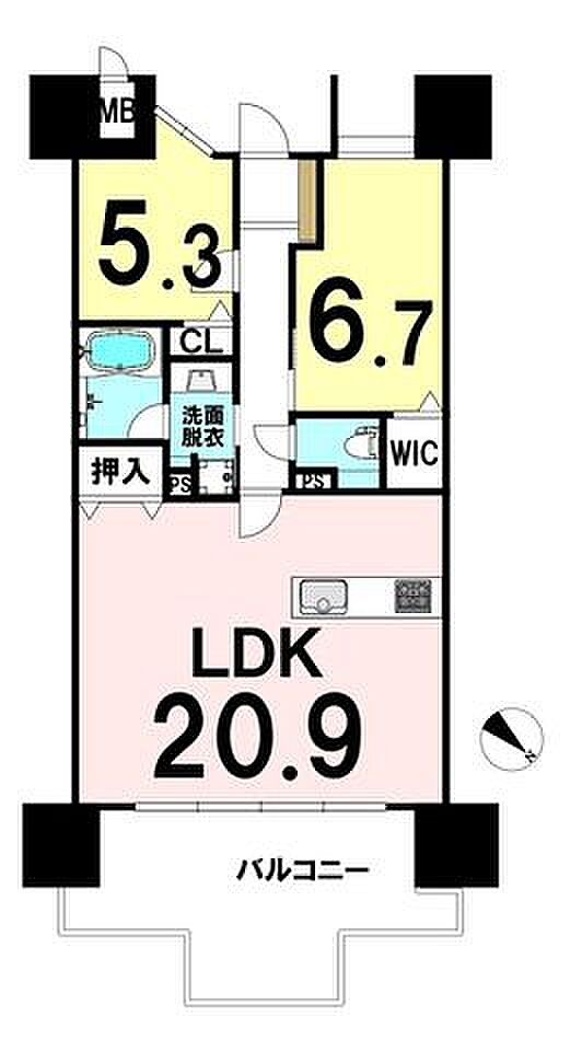 グランドパレスグランディオ高田(3LDK) 15階の間取り図