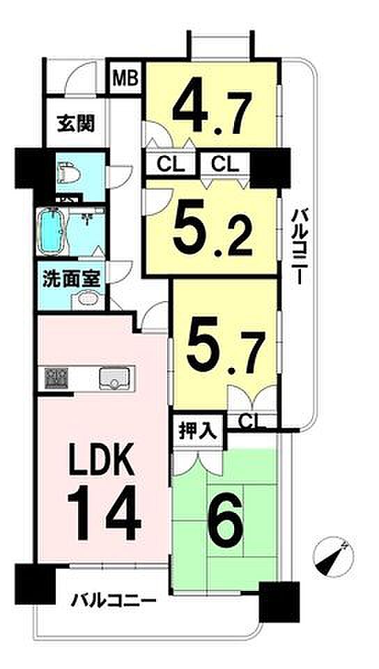 サンライフ高田II(4LDK) 7階の内観
