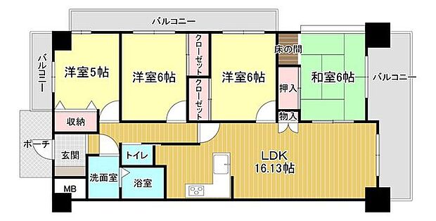 形山パレス(4LDK) 8階の間取り図