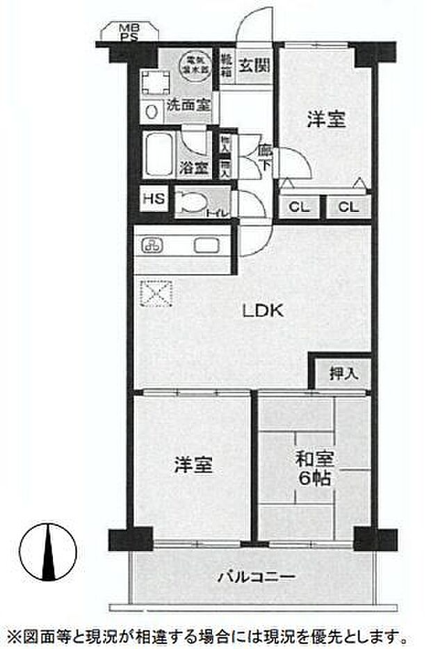 アイビハイツ川口(3LDK) 11階/1103号室の間取り図