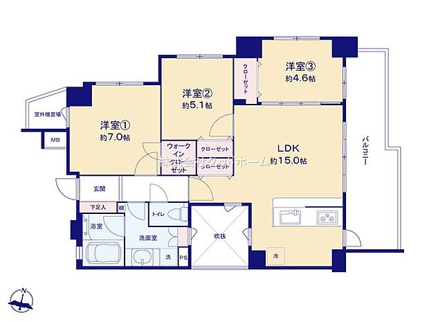 レーベンハイム竹ノ塚クラヴィス(3LDK) 5階/505の間取り図