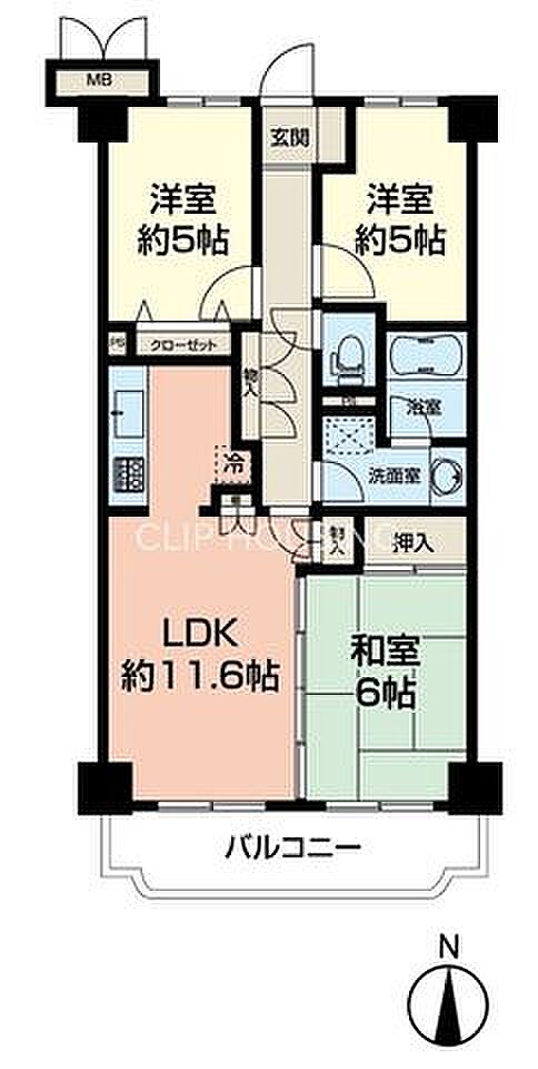 サニークレスト湘南平塚弐番館(3LDK) 3階の間取り図
