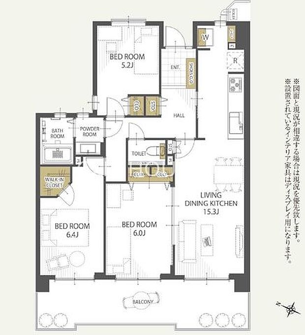 かしわ台クラルテ(3LDK) 5階の間取り図