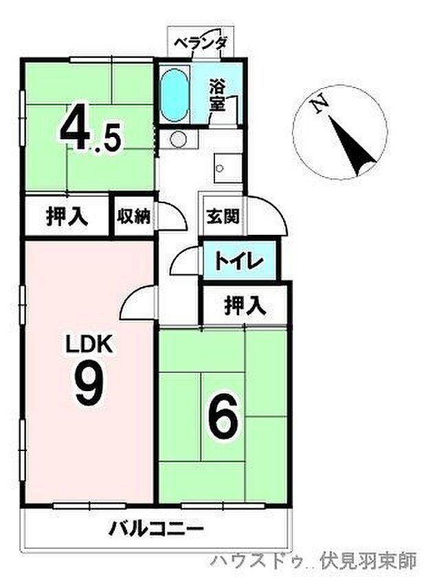 淀団地第一住宅2棟(2DK) 3階の内観