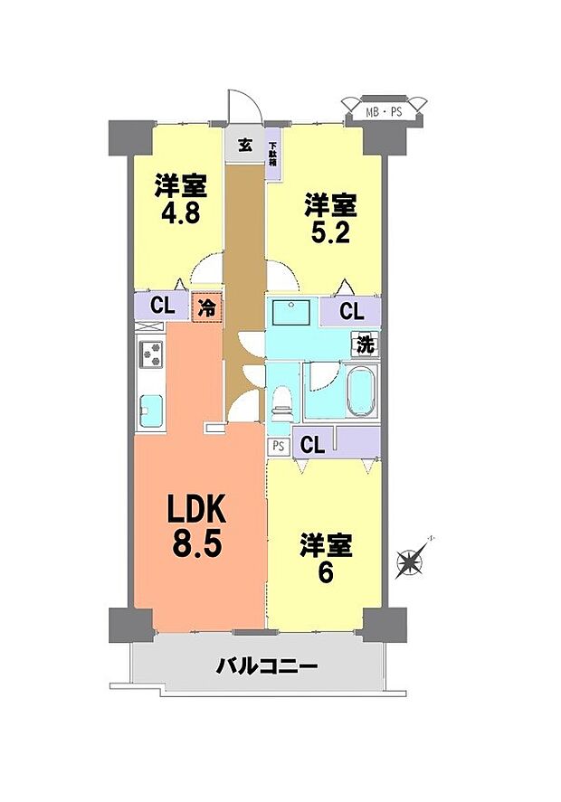 エクセル津田沼(3LDK) 6階の内観