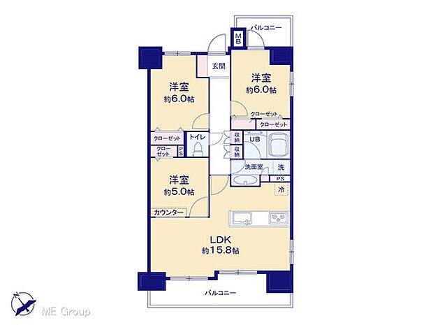 日神パレステージ船橋南(3LDK) 2階の間取り図