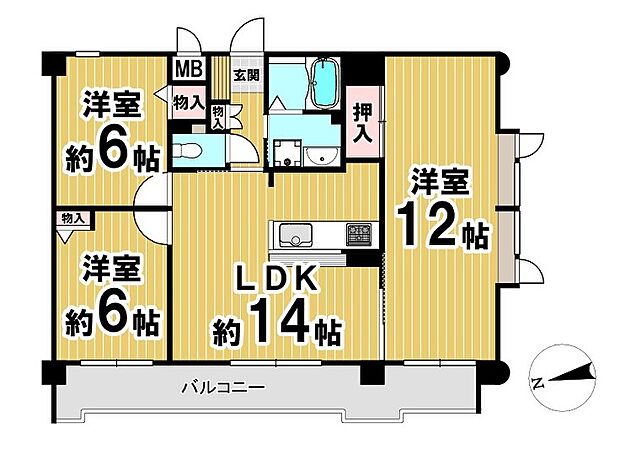 アムール和白駅(3LDK) 7階/706の間取り図